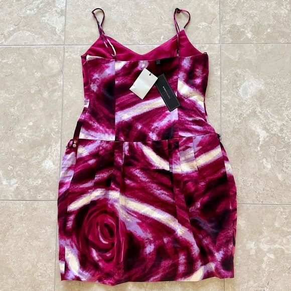 NWT BCBGMaxAzria Boysenberry Satin Mini Dress with Spaghetti Straps, Size 2 - Picture 2 of 7
